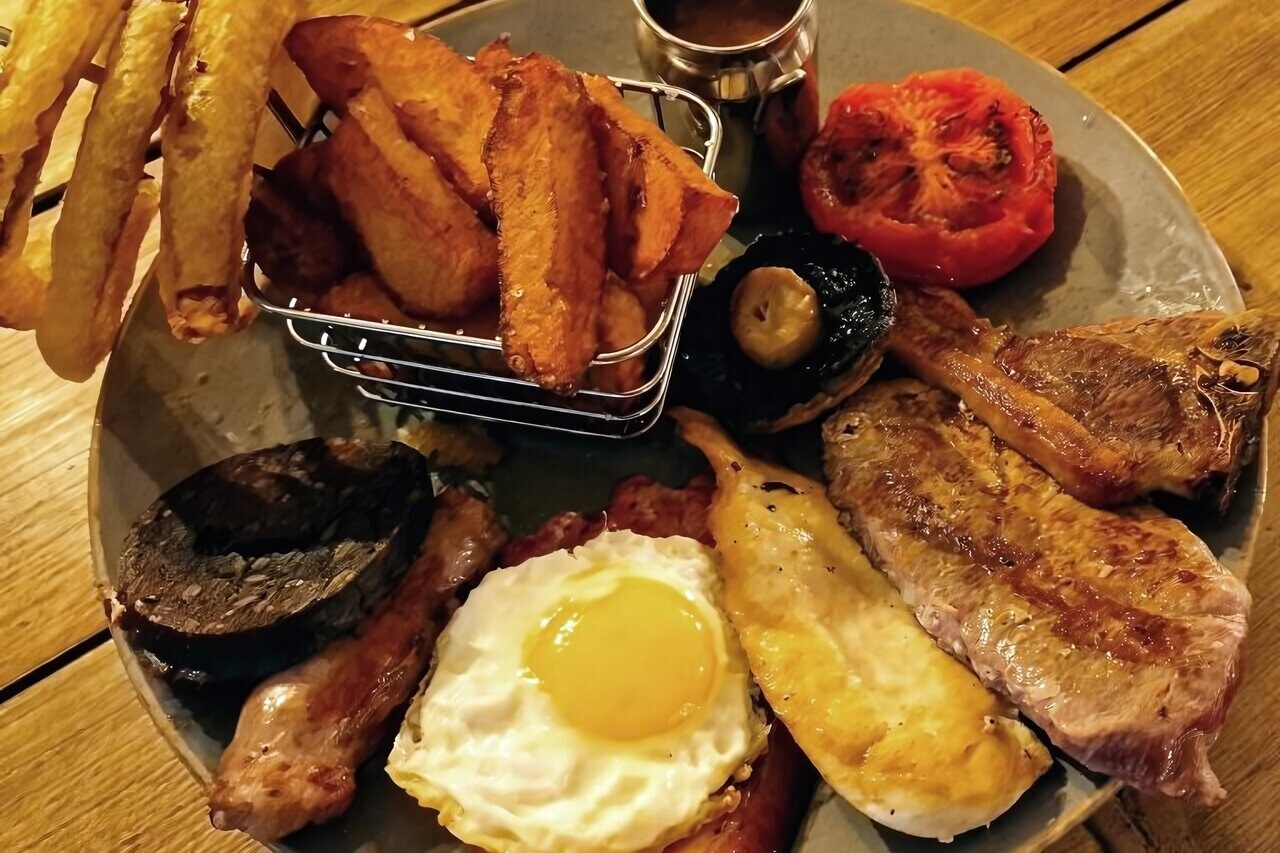 A freshly cooked full English breakfast at The Little Mill Inn