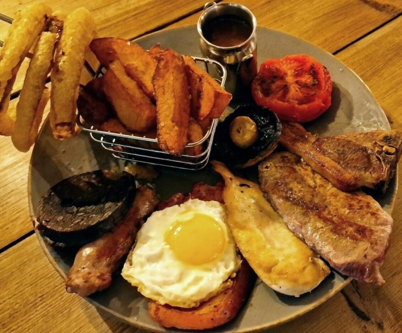 A char-grill platter from the kitchen at The Little Mill Inn