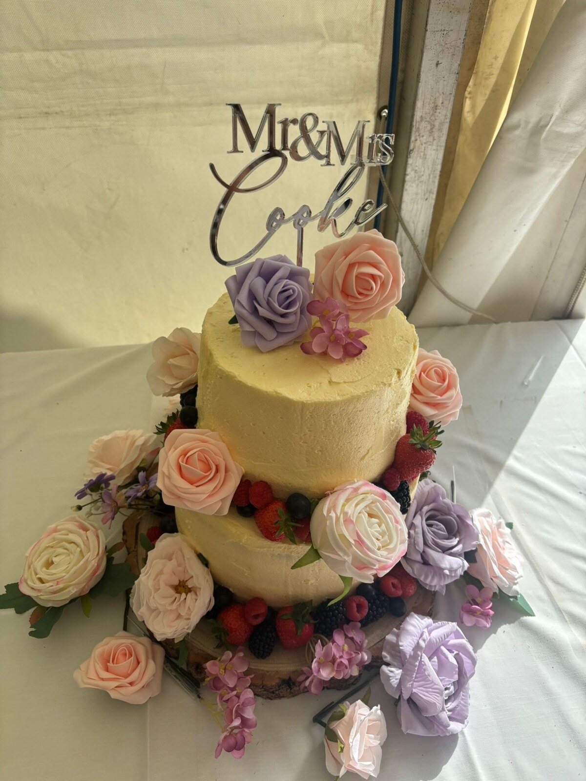 A wedding cake at The Little Mill Inn